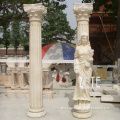 Western Style hand carved white marble column with roman lady